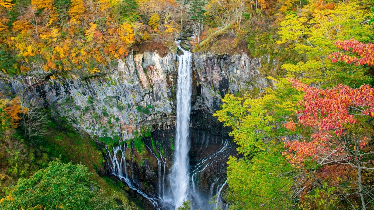 Kegon Falls Autumn leaves